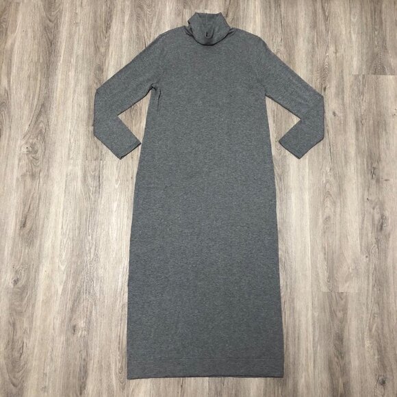 J Jill Pure Jill Women's Size Medium Sweater Dress Grey Turtleneck Maxi Dress - Picture 1 of 9